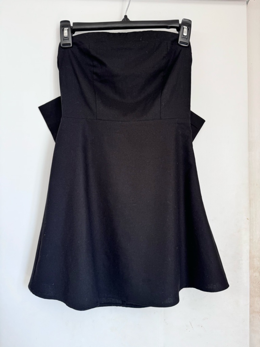 Altar'd State Black Strapless Mini Dress With Bow back